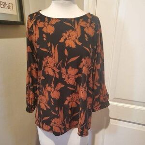 HALOGEN Women's Black and Rust Blouse -  SIZE LARGE